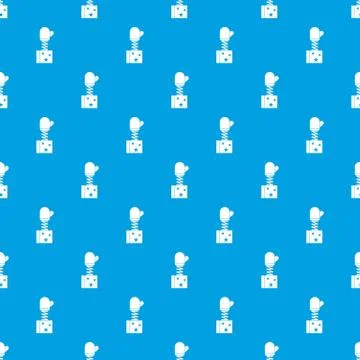 Hand on spring in box pattern seamless blue Stock Illustration