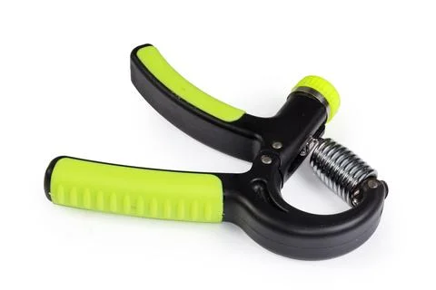 Hand spring gripper with adjustable load on a white background Photos