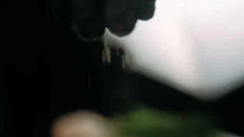 Hand sprinkling salt Stock Footage 125458461