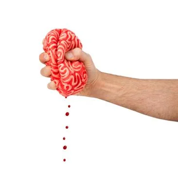 Hand squeezes a rubber brain Stock Photos