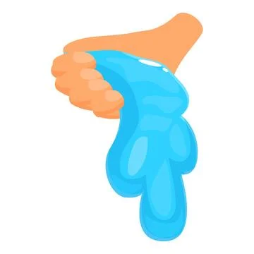 Hand squeezing blue slime, demonstrating its gooey texture Stock Illustration