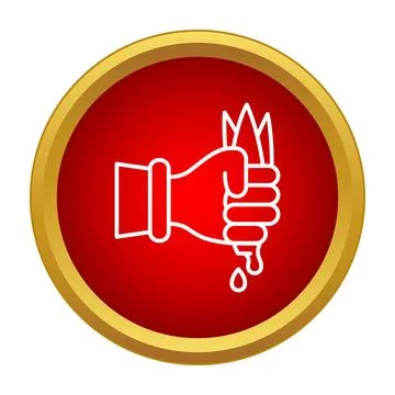 Hand squeezing plant extracting liquid icon with droplets Stock Illustration