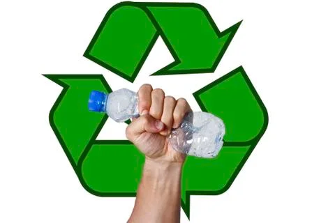 Hand squeezing Plastic Bottle 库存照片