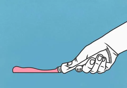 Hand squeezing toothpaste from tube Stock Illustration