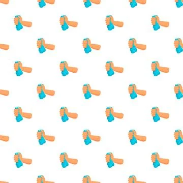 Hand squeezing wet cleaning sponge seamless pattern Illustrazione stock