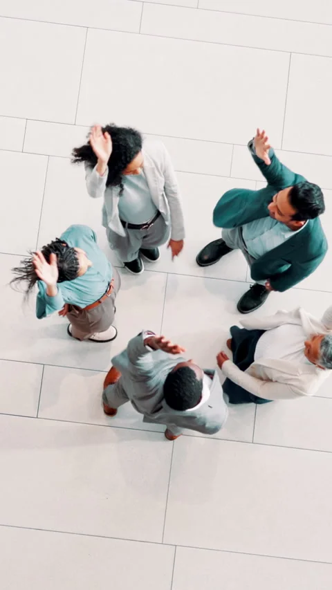 Hand stack, achievement and team of business people in office with clapping Stock Footage 307585828