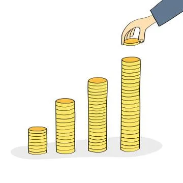 Hand stacking coins Illustrazione stock