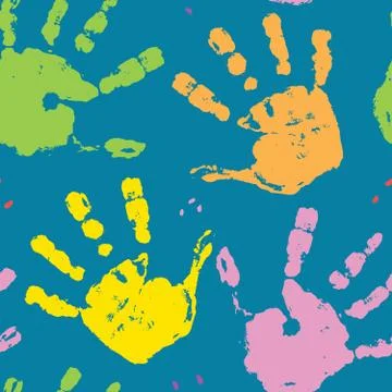Hand stamp seamless pattern, paint stain background vector illustration Stockillustratie