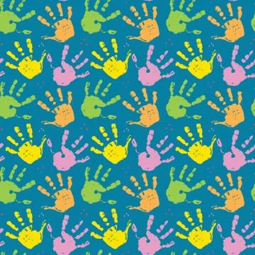Hand stamp seamless pattern, paint stain background vector illustration Stock Illustration