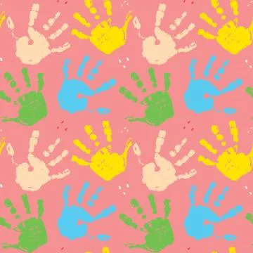 Hand stamp seamless pattern, paint stain background vector illustration Illustrazione stock