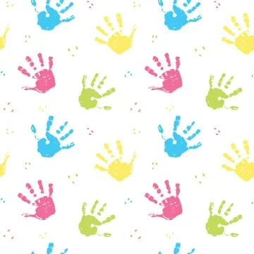 Hand stamp seamless pattern, paint stain background vector illustration Stock Illustration
