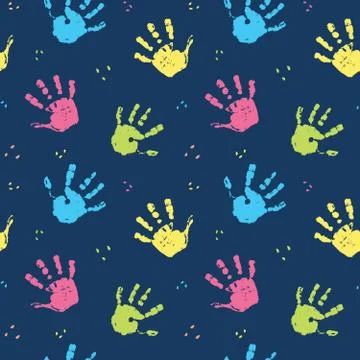 Hand stamp seamless pattern, paint stain background vector illustration Stock Illustration