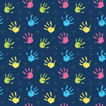 Hand stamp seamless pattern, paint stain background vector illustration Illustrazione stock