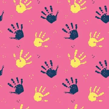 Hand stamp seamless pattern, paint stain background vector illustration 库存插图