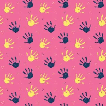 Hand stamp seamless pattern, paint stain background vector illustration Illustrazione stock