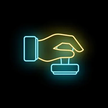 Hand stamping document with neon approval sign icon イラスト素材