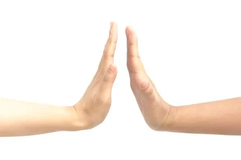 Hand stand on almost touch Stock Photos