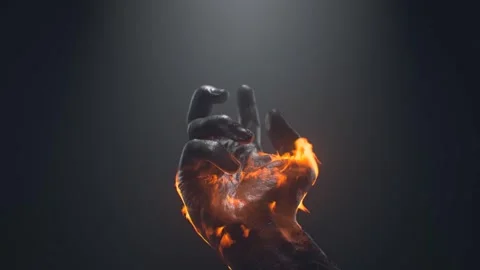 Hand of the statue caught fire Stock Footage 292230082