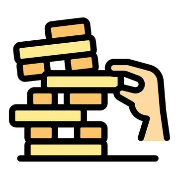 Hand steadily removing block from tower game Stock Illustration