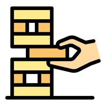 Hand steadily removing block from tower game Stock Illustration