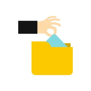 Hand stealing e-mail icon, flat style Illustrazione stock