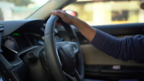 Hand on Steering Wheel Driving Video stock 336343786