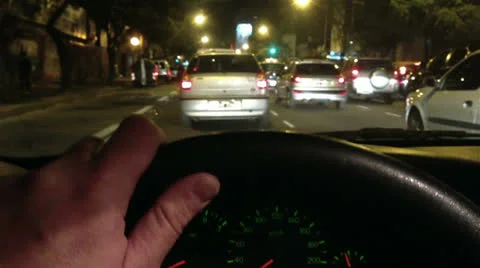 Hand on steering wheel Stock Footage 23973930