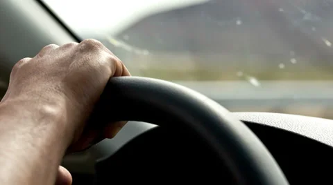 Hand on Steering Wheel  Stock Footage 36722193
