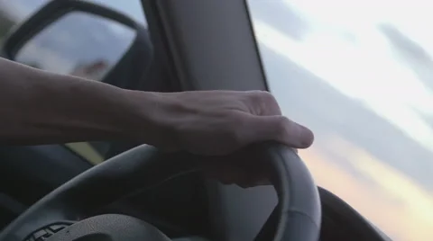 Hand on steering wheel Stock Footage 66003101