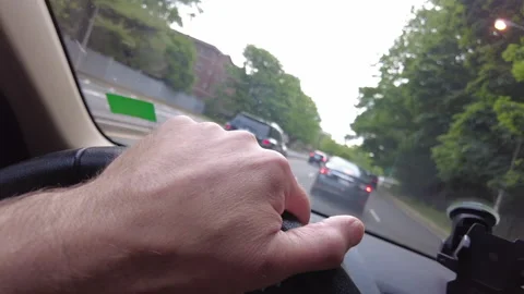 HAND ON STEERING WHEEL Stock Footage 195724430