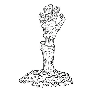 Hand sticking out of the ground. Stock Illustration