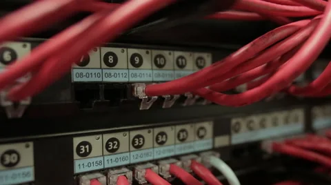 Hand sticks plug into the server Stock Footage 44405596