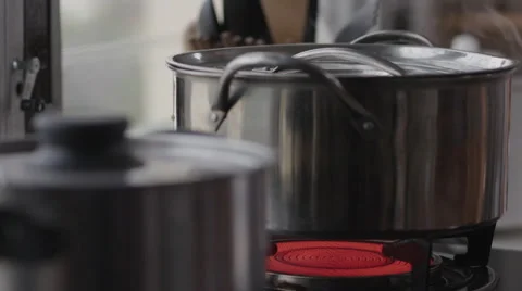 Hand Stir Boiling Pot Stock Footage 67346601