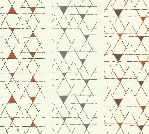 Hand stitching textile seamless patterns collection. Hand drawn ink brush dash Stock Illustration