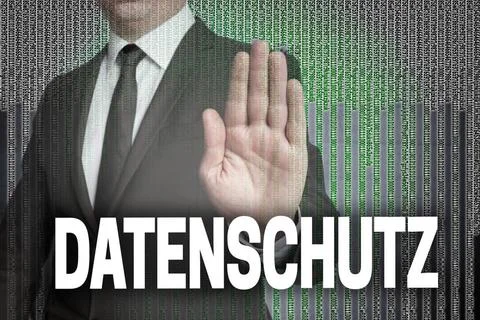 Hand Stop Datenschutz mit Matrix wird von Geschäftsmann gezeigt Hand Stop .. Stock Photos