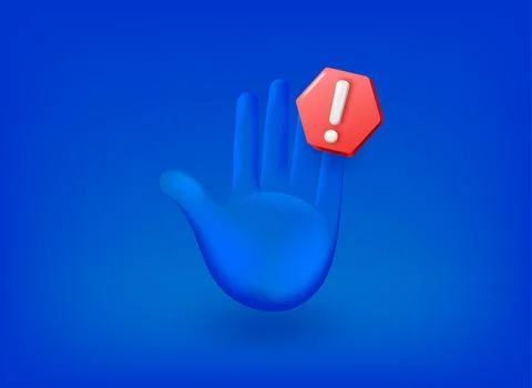 Hand with stop sign. 3d vector illustration Stock-Illustration