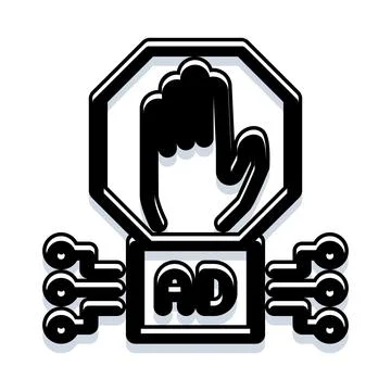 Hand stopping advertising data flow concept Stock Illustration