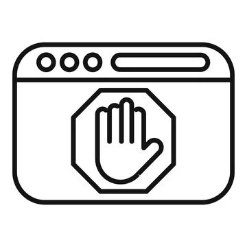 Hand stopping content on website window with stop sign icon 스톡 일러스트