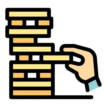 Hand strategically removing block from tower game Stock Illustration