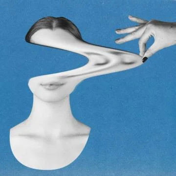 Hand stretching face, concept of identity distortion Stock Illustration