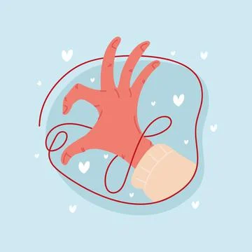 Hand with string of destiny Stock Illustration