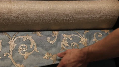 Hand stroking wallpaper Stock Footage 113789167