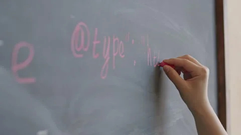 Hand of Student Writing Script on Chalkboard Stock Footage 257061960