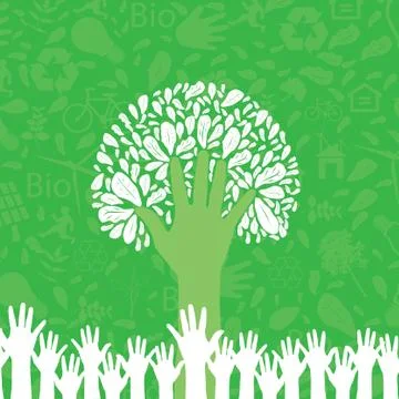 Hand style save the earth tree idea. (environment concept) Stock Illustration
