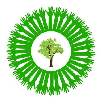 Hand style save the earth tree idea Stock Illustration