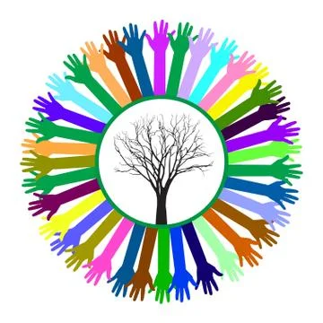 Hand style save the earth tree idea Stock Illustration