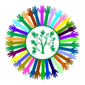 Hand style save the earth tree idea Stock Illustration