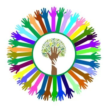 Hand style save the earth tree idea Stock Illustration