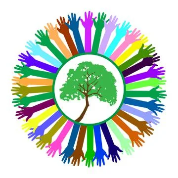 Hand style save the earth tree idea Illustrazione stock