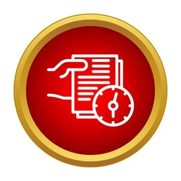Hand submitting document with clock icon deadline Stock Illustration